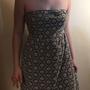 Strapless cotton dress size m floral blue eyelet